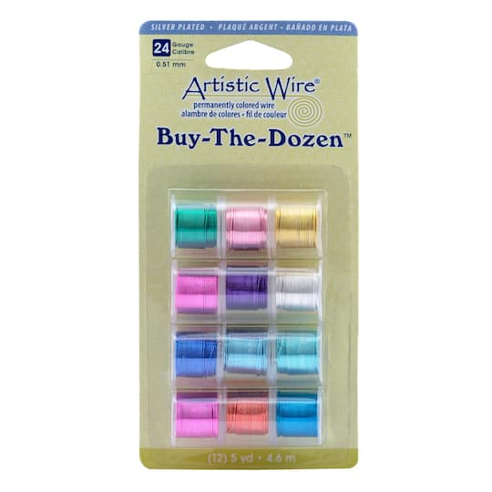Artistic Wire&#xAE; 24 Gauge Buy the Dozen&#x2122; Silver Plated Tarnish Resistant Colored Copper Craft Wire